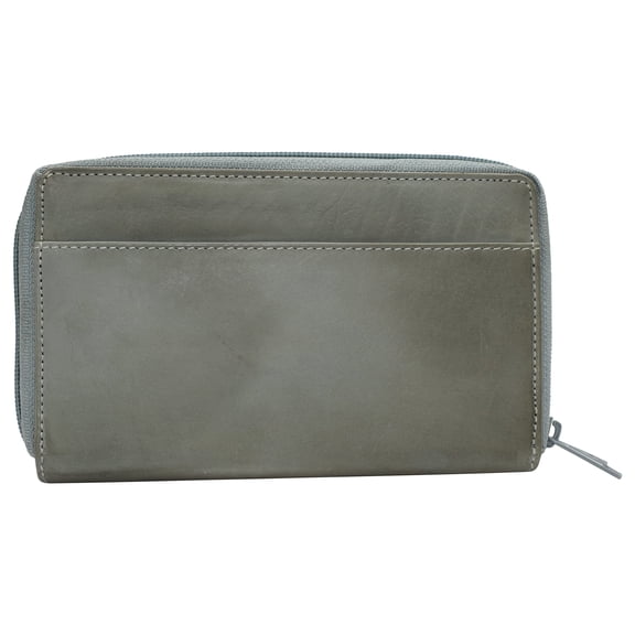 Marshal Genuine Leather Double Zipper Clutch Checkbook Wallet for Women #4575CF Swiss SkyBlue
