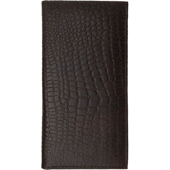 Marshal Genuine Leather Slim Crocodile Checkbook Cover Brown