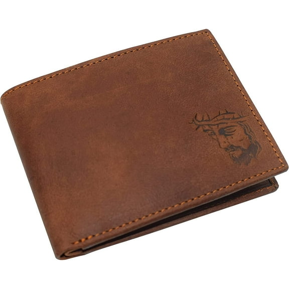 Marshal Jesus RFID Blocking Real Leather Bifold Trifold Wallet for Men Bifold