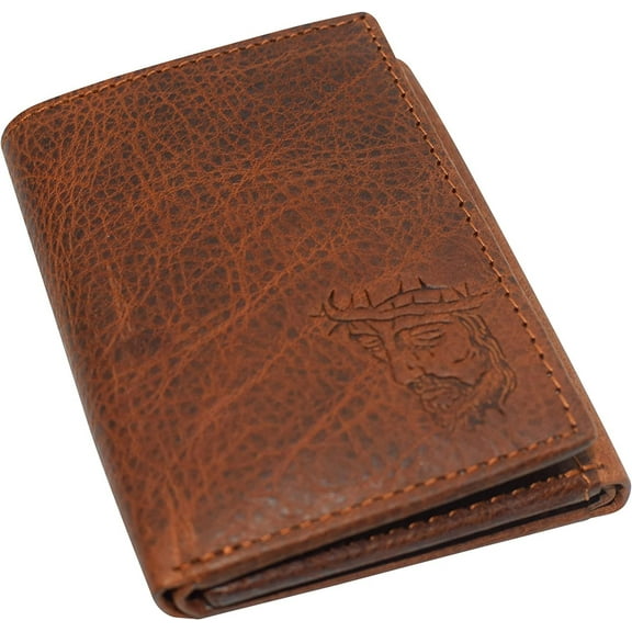Marshal Jesus RFID Blocking Real Leather Bifold Trifold Wallet for Men Trifold