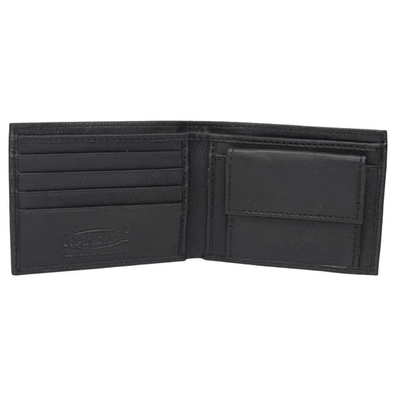 Marshal Kids Slim Genuien Leather Coin Pouch Bifold Compact Wallet Black