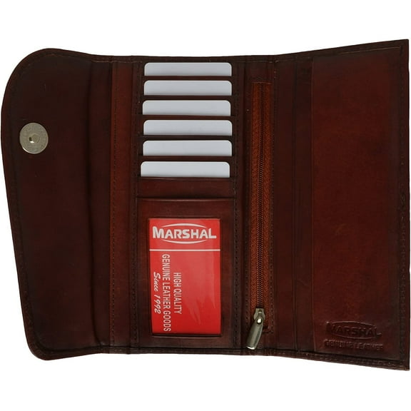 Marshal Ladies Checkbook Style Leather Wallet Purse Clutch