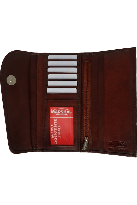 Marshal Ladies Checkbook Style Leather Wallet Purse Clutch