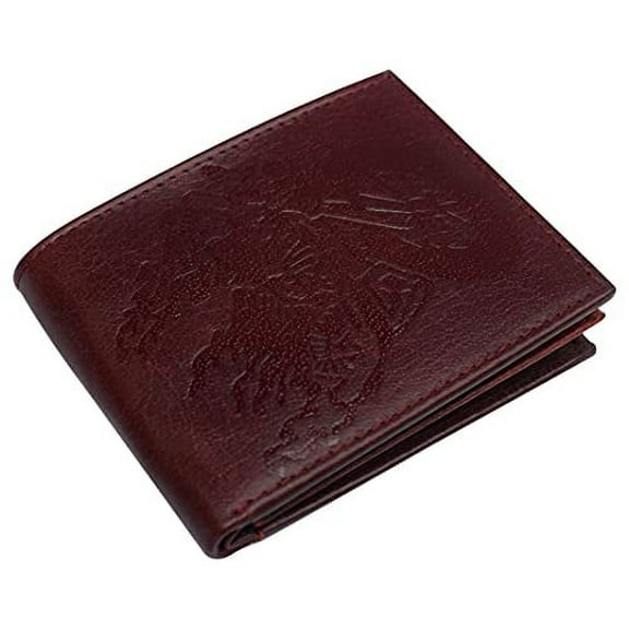Marshal Leather RFID Blocking Biker Logo Classic Bifold Wallet for Men