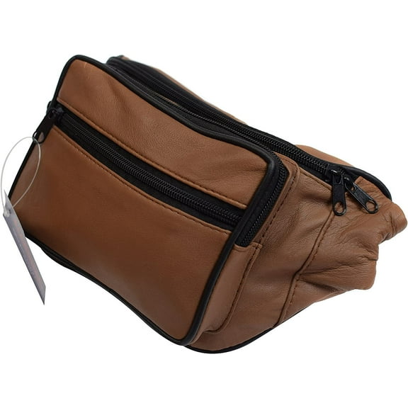 Marshal Leather Waist pack, Belt Pouch, Fanny Pack, Bumbag Light Brown