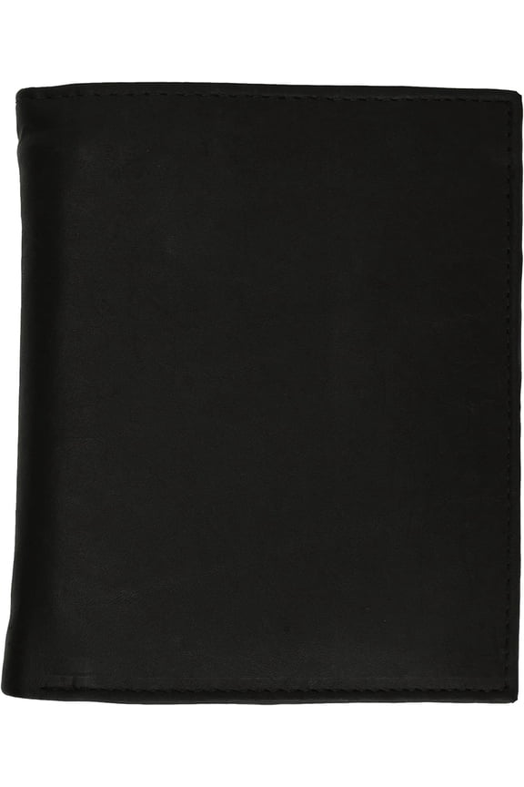 Men's Genuine Leather European Bifold Wallet Slim Hipster 2 Windows Credit Card Euro Black