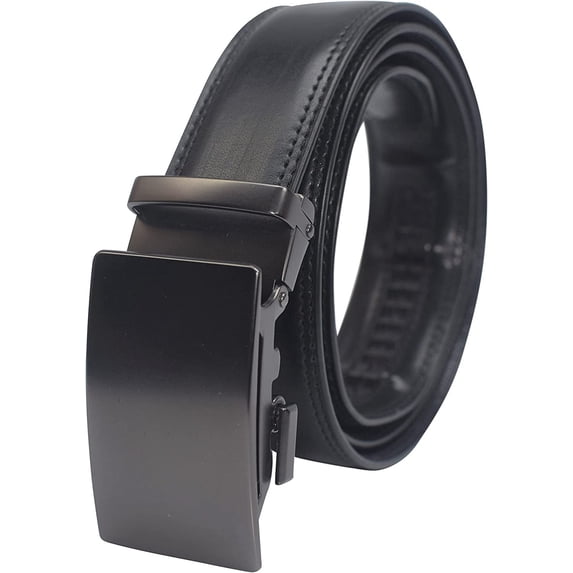 Marshal Men's Genuine Leather Ratchet Dress Belt With Automatic Buckle Black Buckle3, 32"