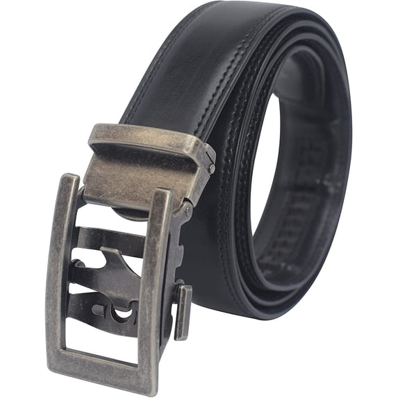 Marshal Men's Genuine Leather Ratchet Dress Belt With Automatic Buckle Black Buckle8, 38"