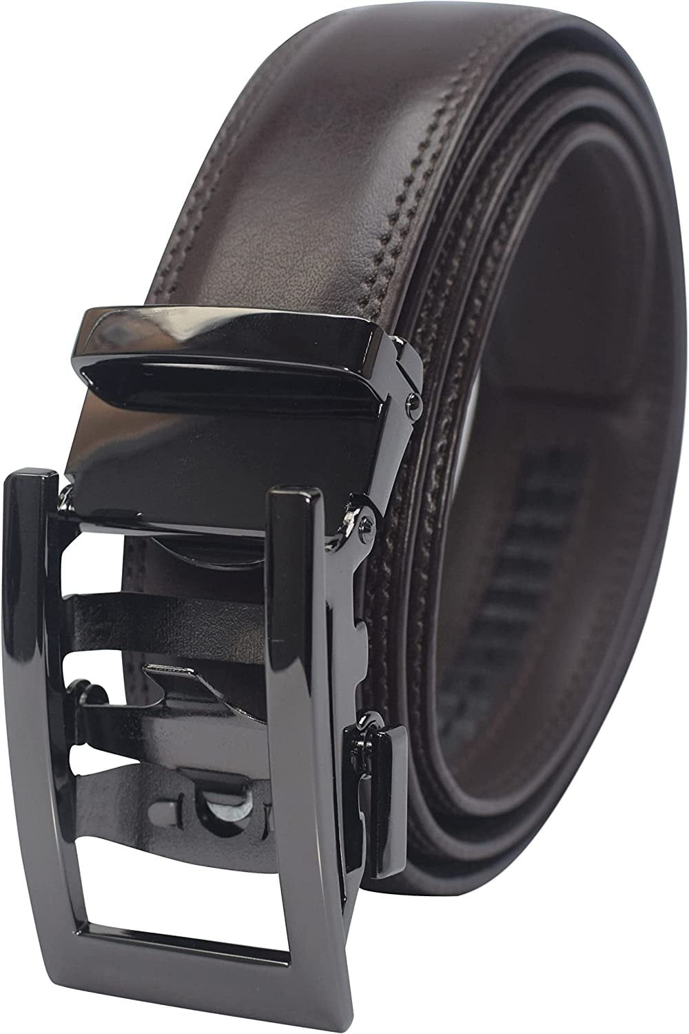 Mark Fred Men's Genuine Leather Ratchet Belt - No Hole Automatic Buckle, Adjustable Custom Fit Dress Belt - View #7