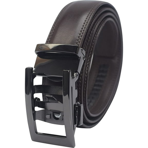 Marshal Men's Genuine Leather Ratchet Dress Belt With Automatic Buckle Brown Buckle4, 54"