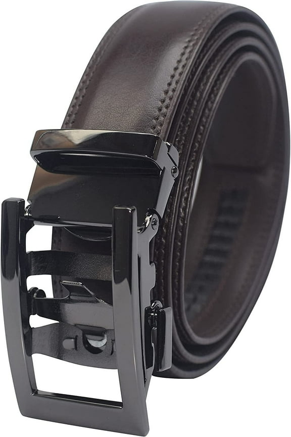 Marshal Men's Genuine Leather Ratchet Dress Belt With Automatic Buckle Brown Buckle4, 54"