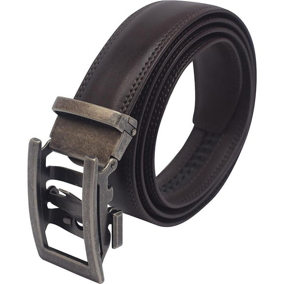 Marshal Men's Genuine Leather Ratchet Dress Belt With Automatic Buckle Brown Buckle8, 54"