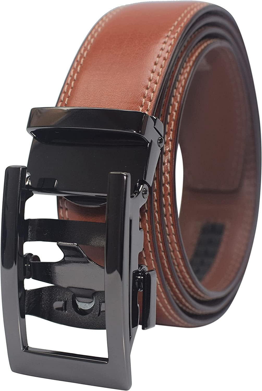 Marshal Men's Genuine Leather Ratchet Dress Belt With Automatic Buckle  Brown Buckle4, 36" - Walmart.com