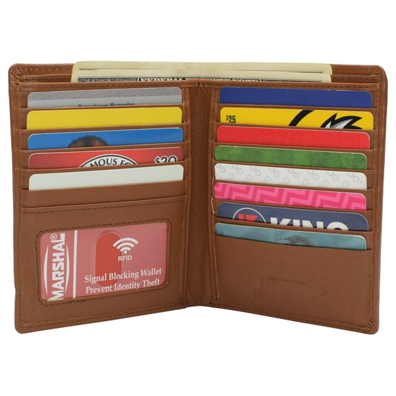 Marshal Men's RFID Cow Leather European Bifold Wallet Hipster ID Window