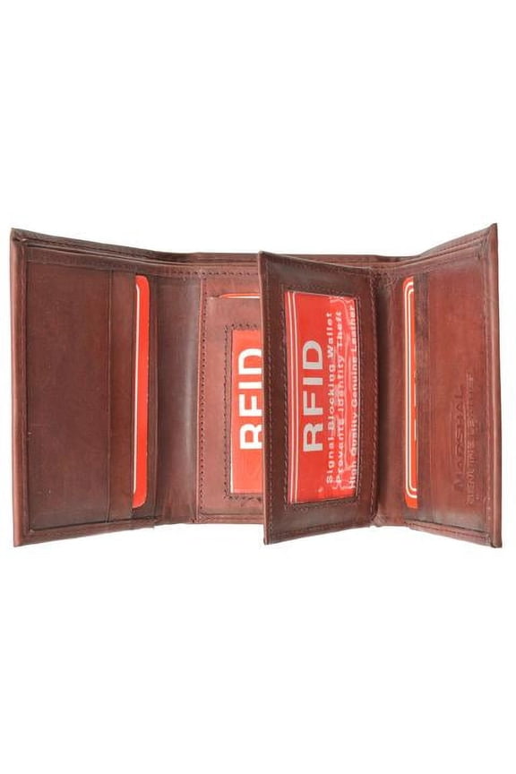 Marshal Mens Trifold Leather Wallet RFID Blocking RFID 1107
