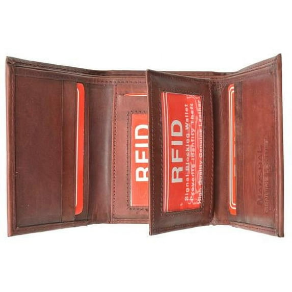 Marshal® Mens Trifold Leather Wallet RFID Blocking RFID 1107
