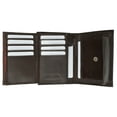 thumbnail image 1 of Marshal Mens Trifold Wallet 3 ID Slots Coin Pocket Hipster Premium Leather Brown, 1 of 4