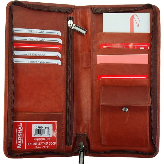 Marshal New Leather Travel Organizer Wallet w/Pen Holder #663CF
