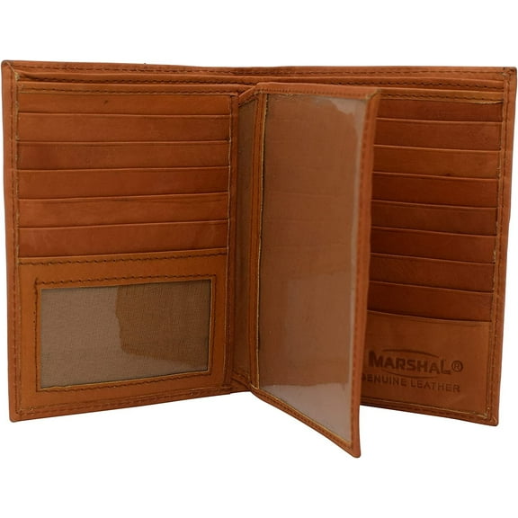 Marshal RFID Blocking Bifold Hipster Multi Credit Card ID Holder Wallet Premium Leather Tan