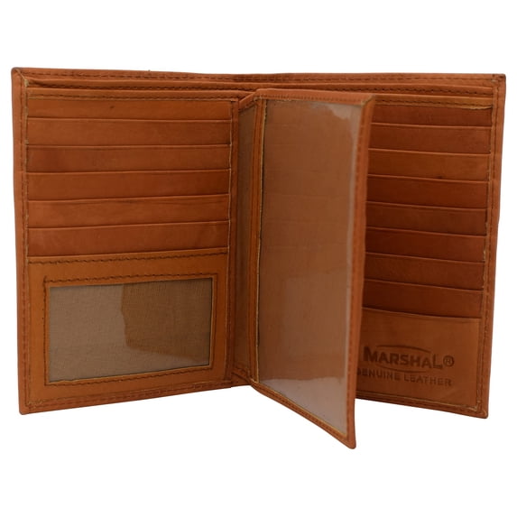 Marshal RFID Blocking Bifold Hipster Multi Credit Card ID Holder Wallet Premium Leather Tan