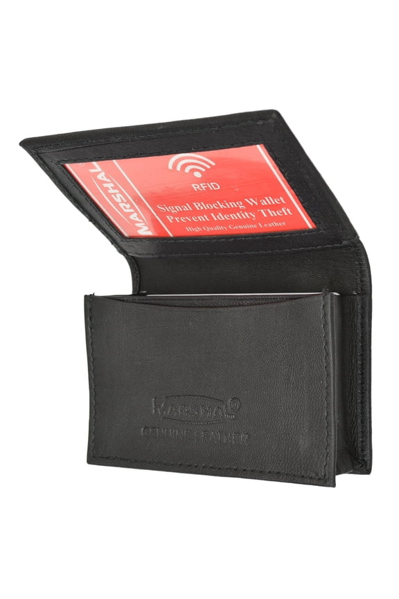 Marshal RFID Blocking Mens Leather Expandable Business Card Case Wallet