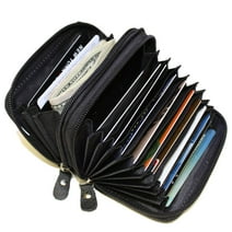 Marshal RFID Genuine Leather Credit card holder accordion Wallet, Black