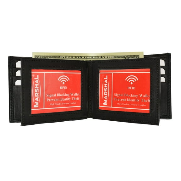 Marshal RFID Leather Mens Wallet Bifold Fixed Flip 3 Window ID RFID P 1852 (C)