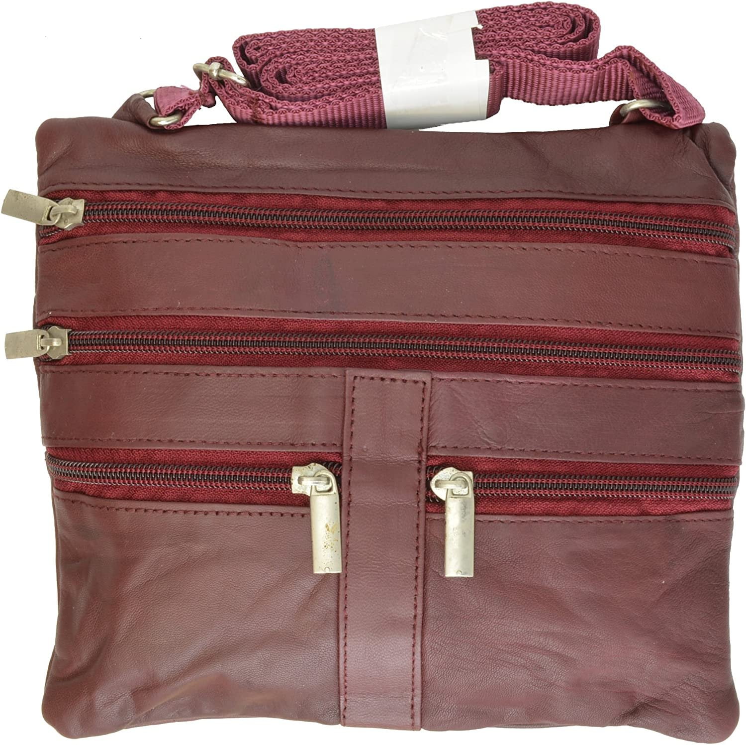 Marshal Soft Leather Cross Body Bag Purse Shoulder Bag 5 Pocket Organizer Micro Handbag Travel Wallet (Burgundy) Marshal Soft Leather Cross Body Bag Purse Shoulder Bag 5 Pocket Organizer Micro Handbag Travel Wallet (Burgundy)