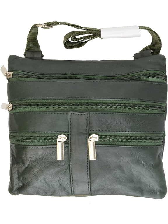 Marshal Soft Leather Cross Body Bag Purse Shoulder Bag 5 Pocket Organizer Micro Handbag Travel Wallet Green