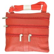 Marshal Soft Leather Cross Body Bag Purse Shoulder Bag 5 Pocket Organizer Micro Handbag Travel Wallet Red
