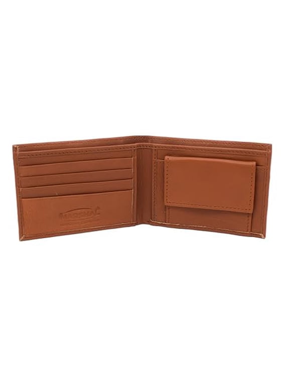 Marshal Soft Leather Kids Slim Thin Coin Pouch Bifold Wallet Tan