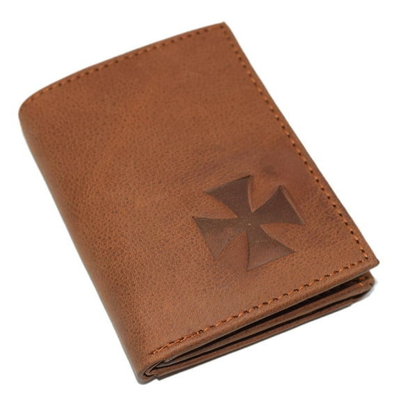 Marshal Templar Cross RFID Blocking Genuine Leather Bifold Trifold Wallet for Men Trifold