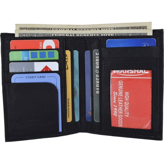 Marshal Top Grain Extra Capacity Leather Bifold Wallet with Credit card Slots