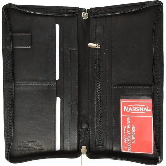 Marshal Top Grain Genuine Leather Travel Organizer Wallet Passport Holder
