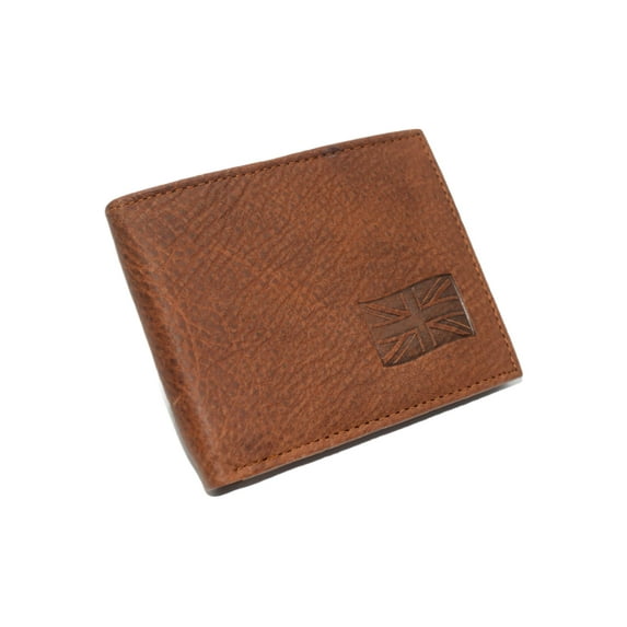 Marshal UK Flag RFID Blocking Genuine Leather Bifold Trifold British Wallet for Men Bifold