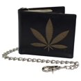 thumbnail image 1 of Marshal Wallet Genuine Leather RFID Bifold Chain Logo UnisexWallet, Marijuana, 1 of 23