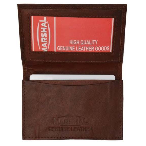 Marshal Wallet Genuine Leather Thin Business Card Case Minimalist Wallet Brown