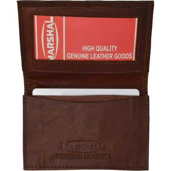 Marshal Wallet Genuine Leather Thin Business Card Case Minimalist Wallet Brown