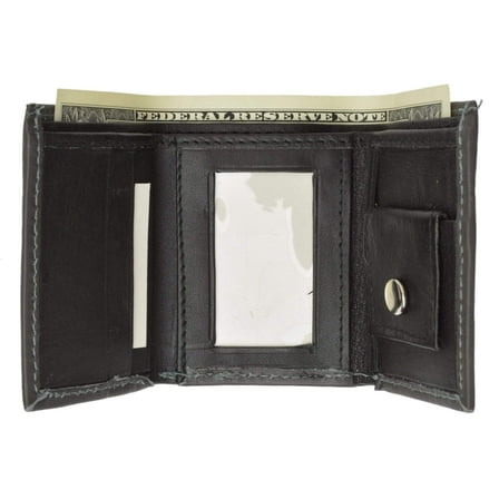 Marshal Wallet Men's Casual Trifold Wallet with Snap Fastener, Black