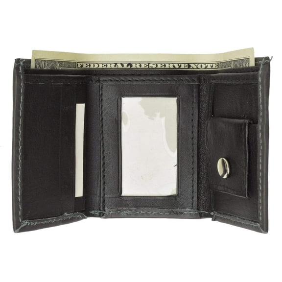 Marshal Wallet Men's Casual Trifold Wallet with Snap Fastener, Black