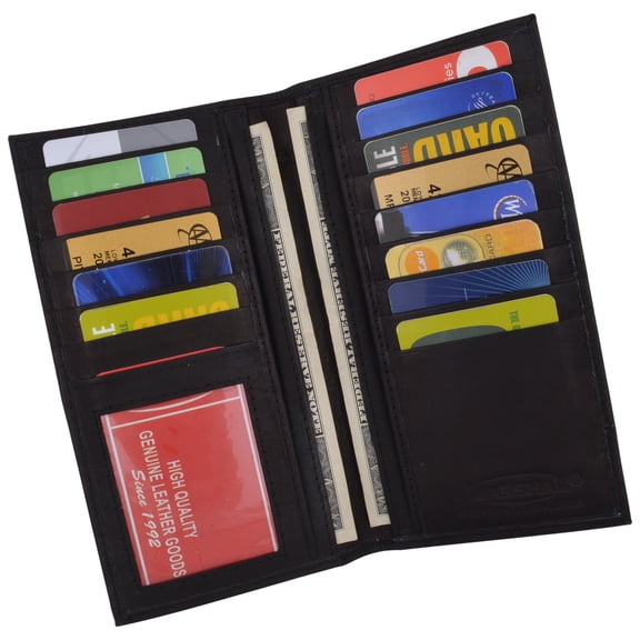 Marshal Wallet Unisex Leather Bifold Wallet, Black
