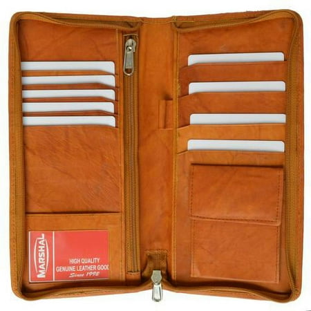 Marshal Wallet® Zip Around genuine leather Travel Wallet with Passport and Boarding pass Holder 663CF