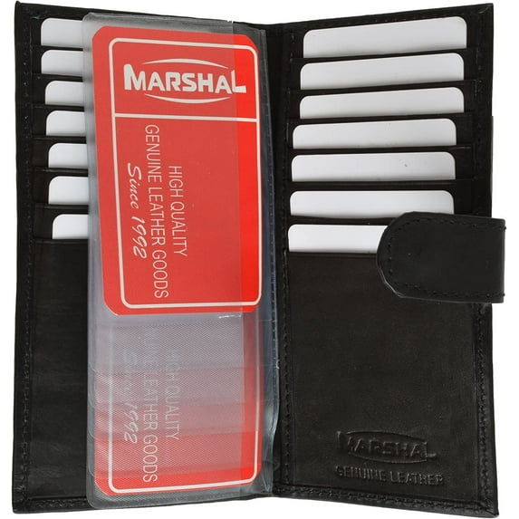 Marshal Wo Checkbook Cover Credit Card Slots Secure by Button Closure