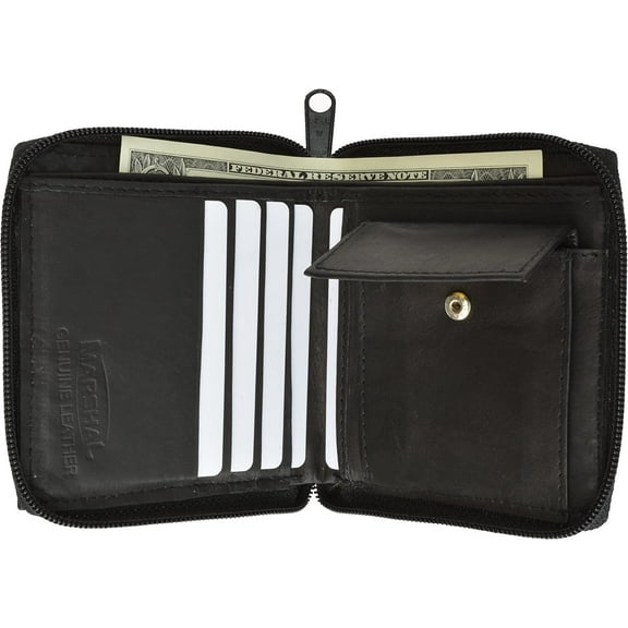 Marshal Zip Around Bifold Wallet with Snap Down Coin Purse for Men