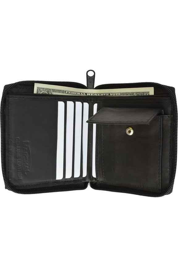 Marshal Zip Around Bifold Wallet with Snap Down Coin Purse for Men