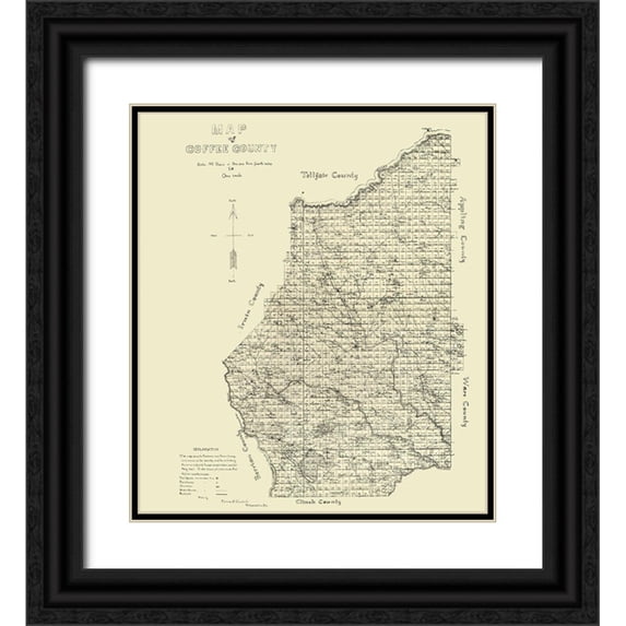 Marshall 20x22 Black Ornate Wood Framed with Double Matting Museum Art Print Titled - Coffee County Georgia - Marshall 1891