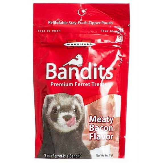 Marshall Bandits Premium Ferret Treats - Bacon Flavor 3 oz Pack of 3