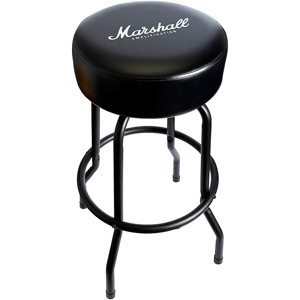 Marshall Black Metal Swivel Bar Stool with Vinyl Seat