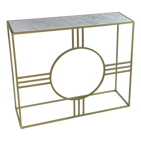 Marshall Console Table - White Marble - Antique Gold