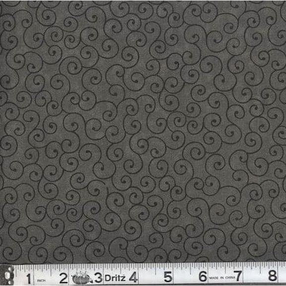 Marshall Dry Goods 100% Cotton Swirling Lines Sewing and Craft Fabric, Dark Gray